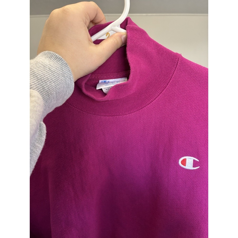magenta Champion women's Reverse Weave mock neck cropped sweatshirt Medium - Picture 9 of 11